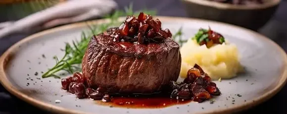 Мясное трио: утка, филе миньон, каре и семифреддо 