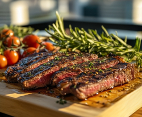 BBQ на террасе: фланк стейк, салат с цукини и карамелизированный ананас (18+)  