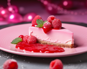 Розовый чизкейк с малиной