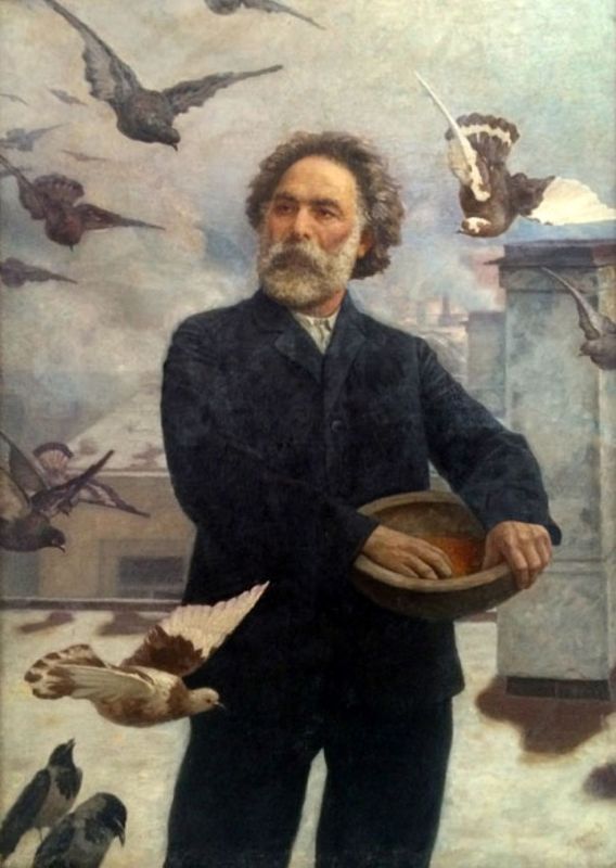 Портрет Куинджи с птицами. Г.О. Калмыков